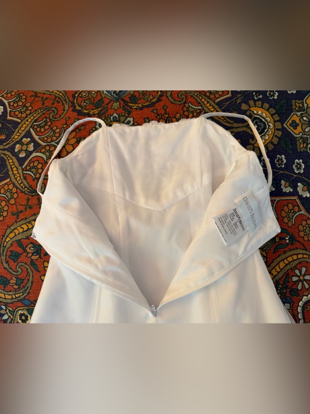 David's Bridal white Flowergirl Jr Bridesmaid 1st Holy Communion dress w/lace - Picture 11 of 12